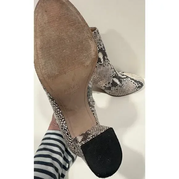ABLE Celina Leather Snakeskin Block Heel Bootie Ankle Boots Size 7 - Picture 7 of 9